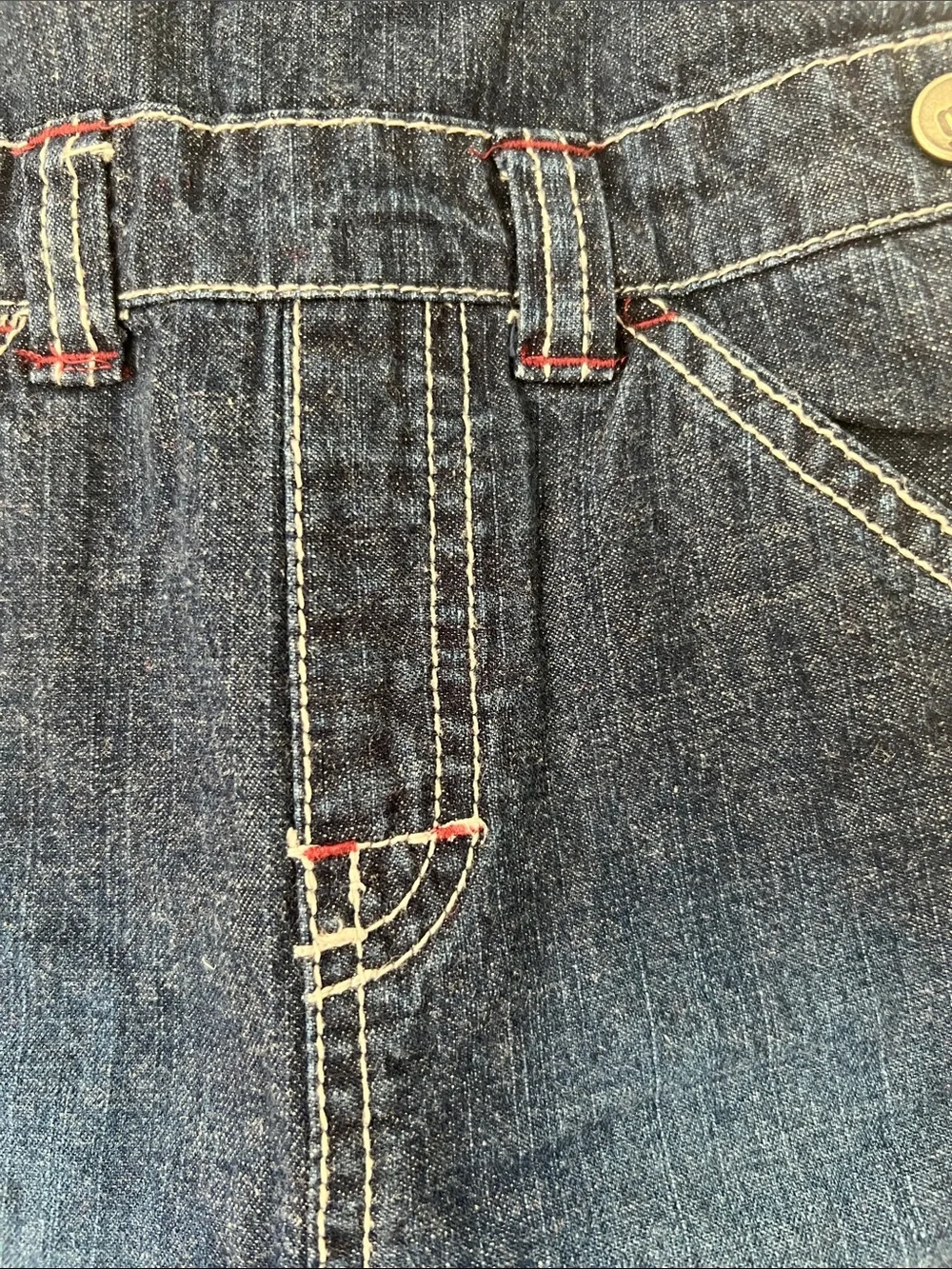 Gymboree Dark Blue Denim Overalls with Maroon Trim